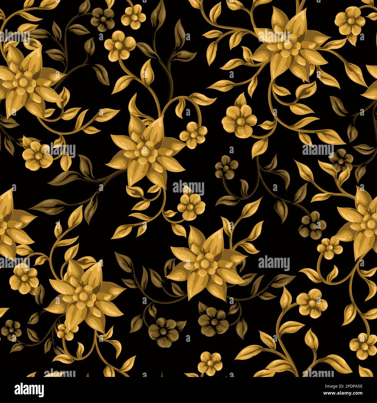 Seamless pattern with gold baroque elements. Vector. Stock Vector