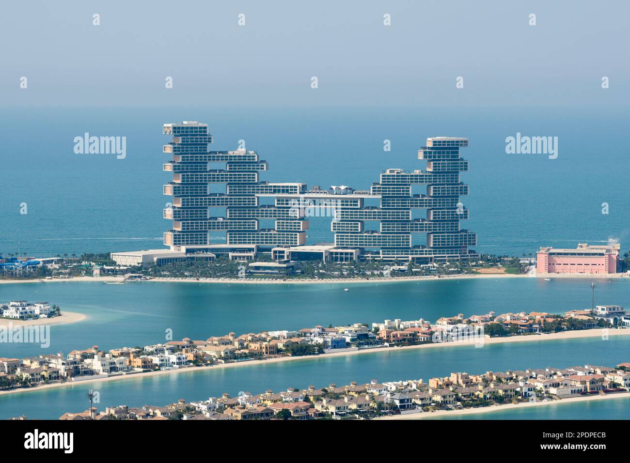 View of Atlantis The Royal Hotel Resort from The View at the Palm, Palm Jumeirah, Dubai, United Arab Emirates Stock Photo