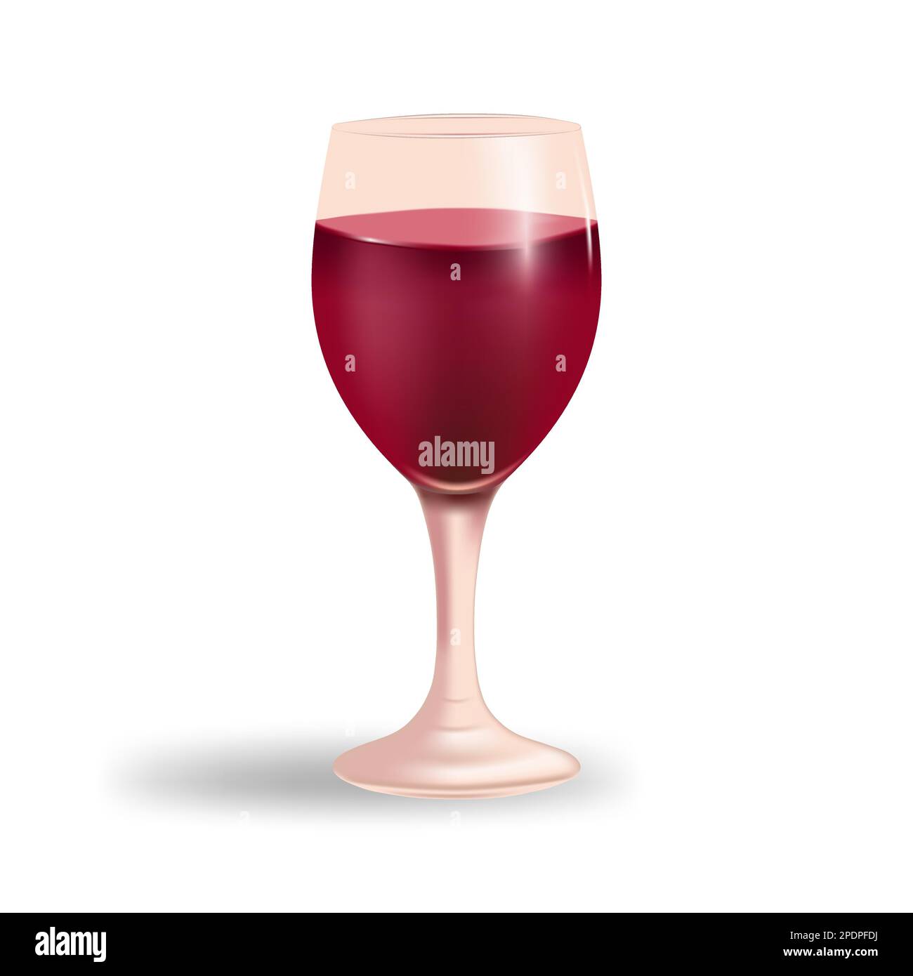 Elegant wine glass filled with red wine on a clean white background. The design is perfect for use in projects related to wine, beverage, celebration, Stock Vector