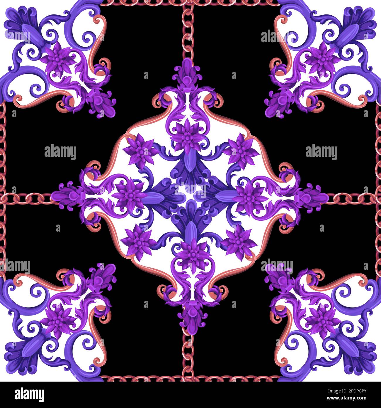 Seamless pattern with blue baroque elements. Vector Stock Vector Image ...