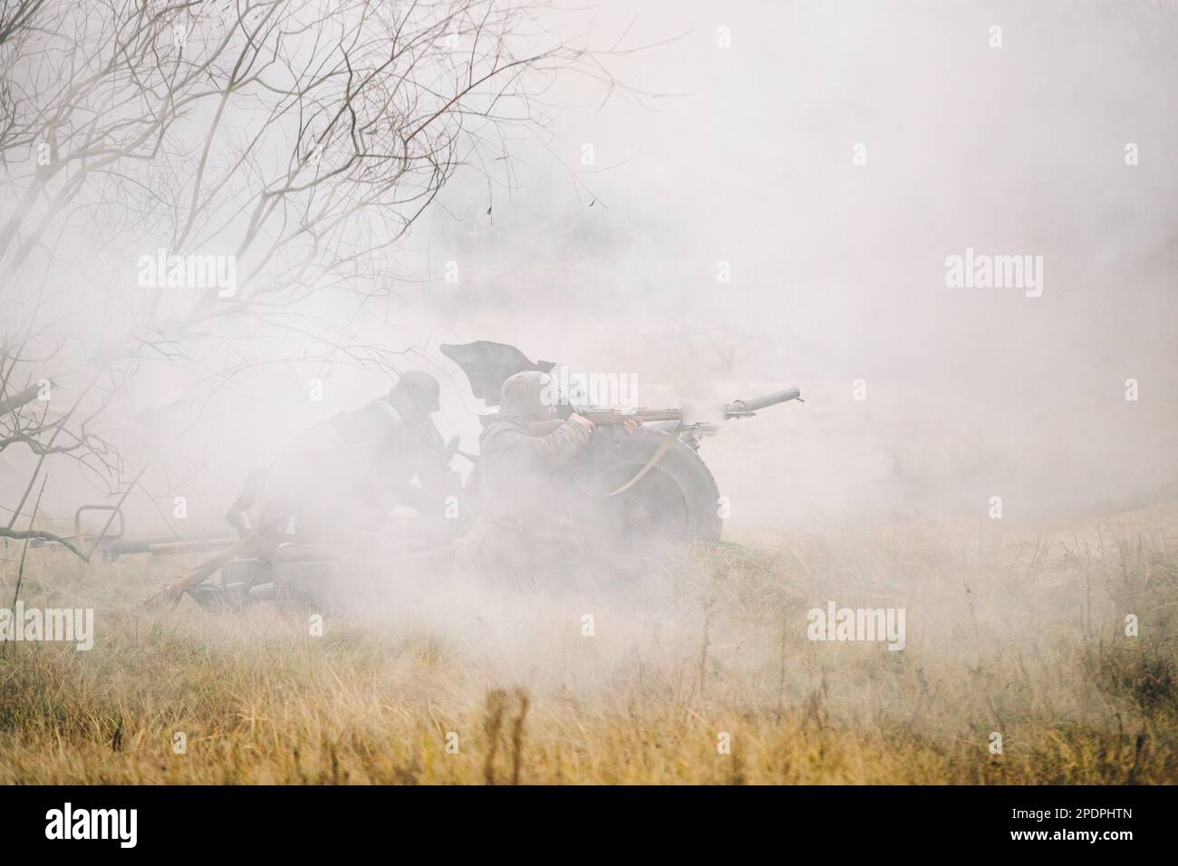 Reenactors Dressed As World War Ii German Wehrmacht Infantry Soldiers