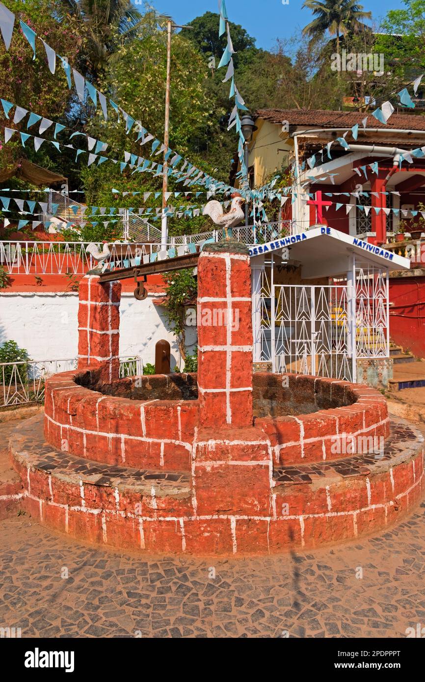 Old well Fontainhas quarter Panjim Tiswadi Goa India Stock Photo