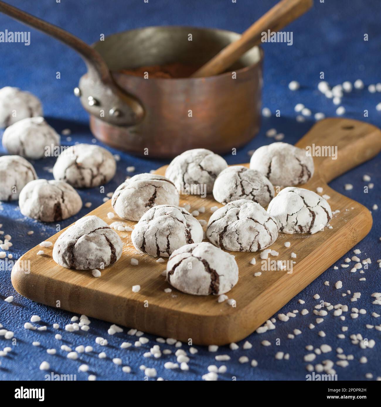 Crinkles. Chocolate cookies. Stock Photo