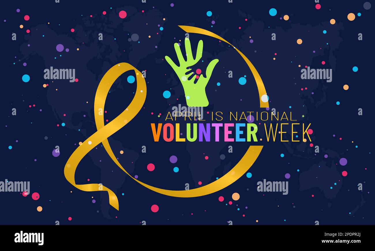 National Volunteer week. volunteers communities circle ribbon awareness