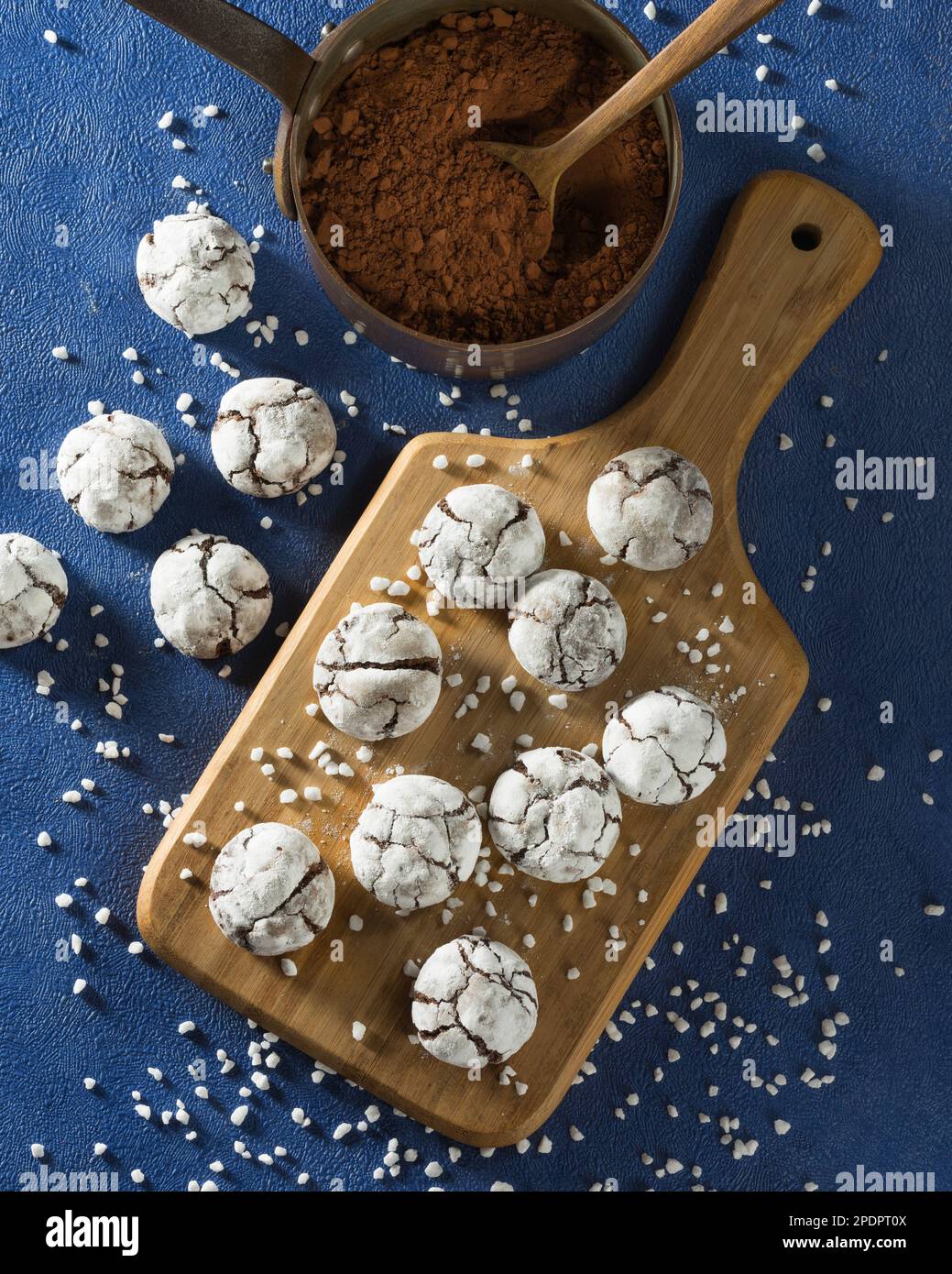 Crinkles. Chocolate cookies. Stock Photo