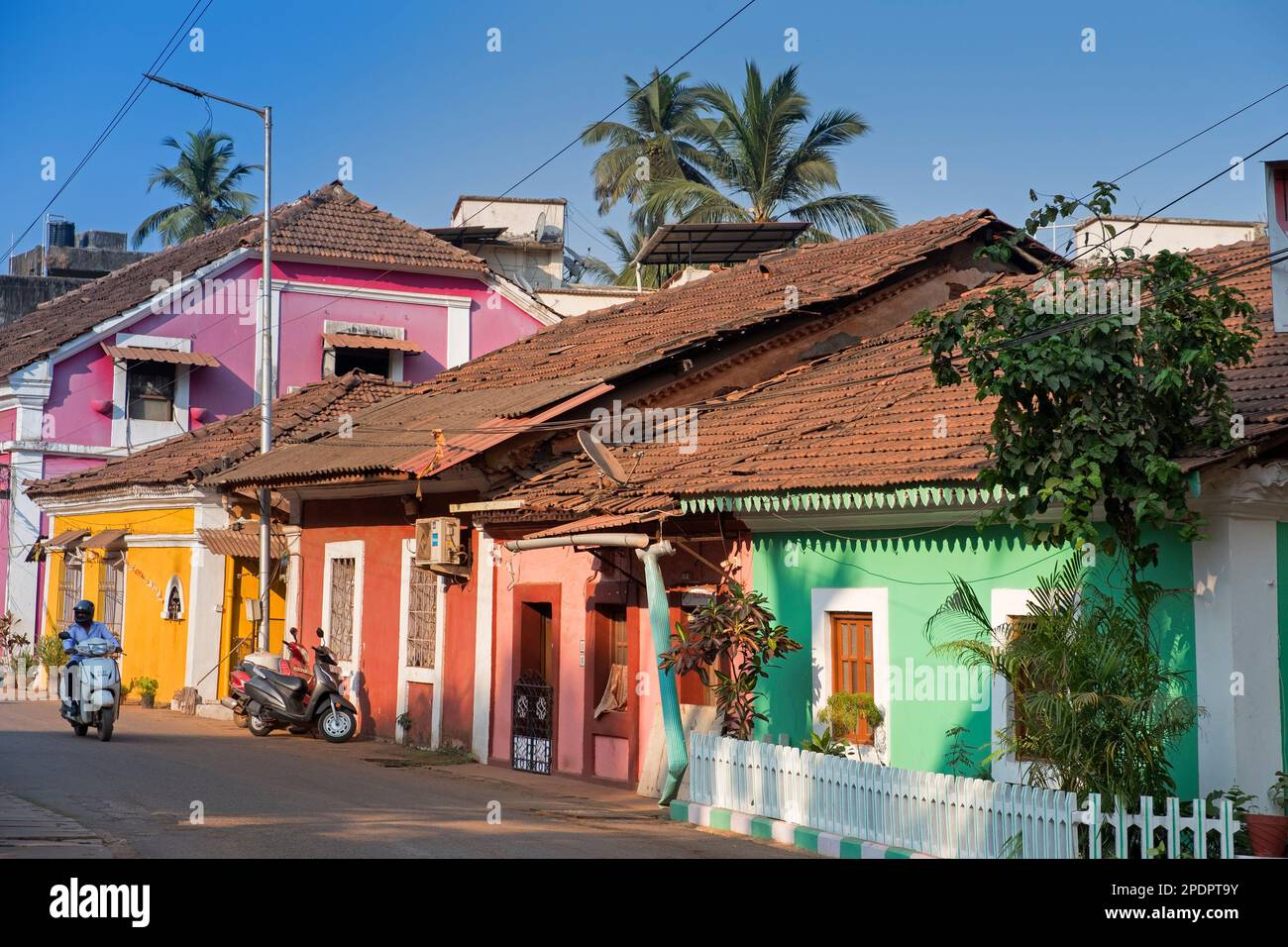 Colourful houses Fontainhas Mala Panjim Goa India Stock Photo