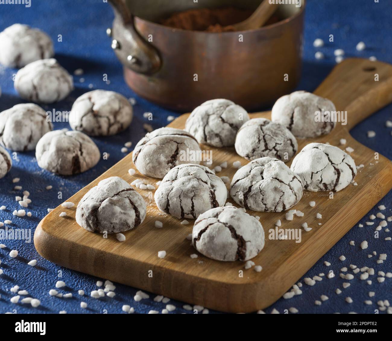 Crinkles. Chocolate cookies. Stock Photo