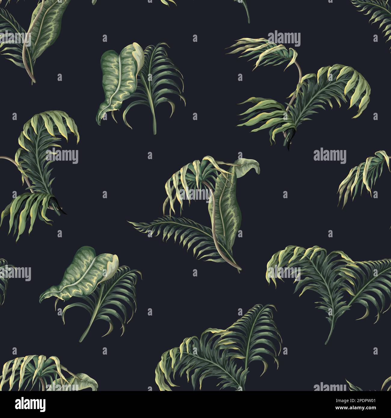 Seamless pattern with jungle and tropical leaves. Vector Stock Vector ...