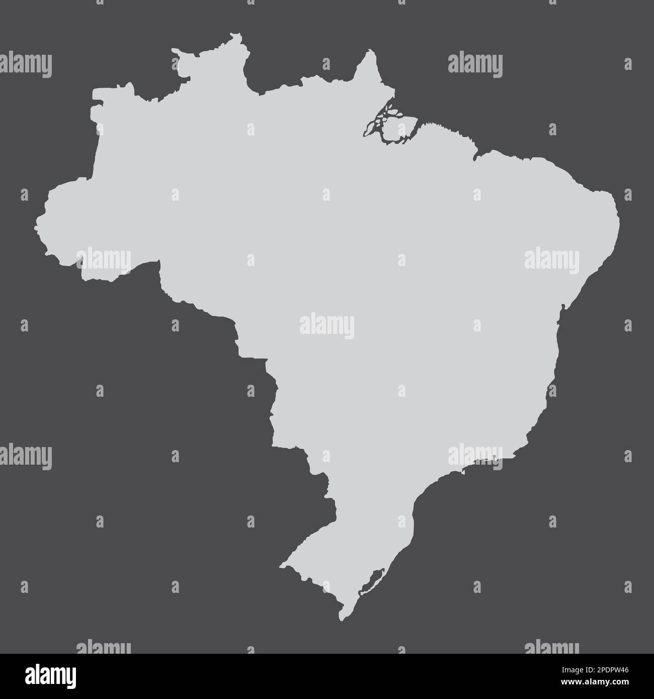 Brazil map silhouette isolated on dark background Stock Vector