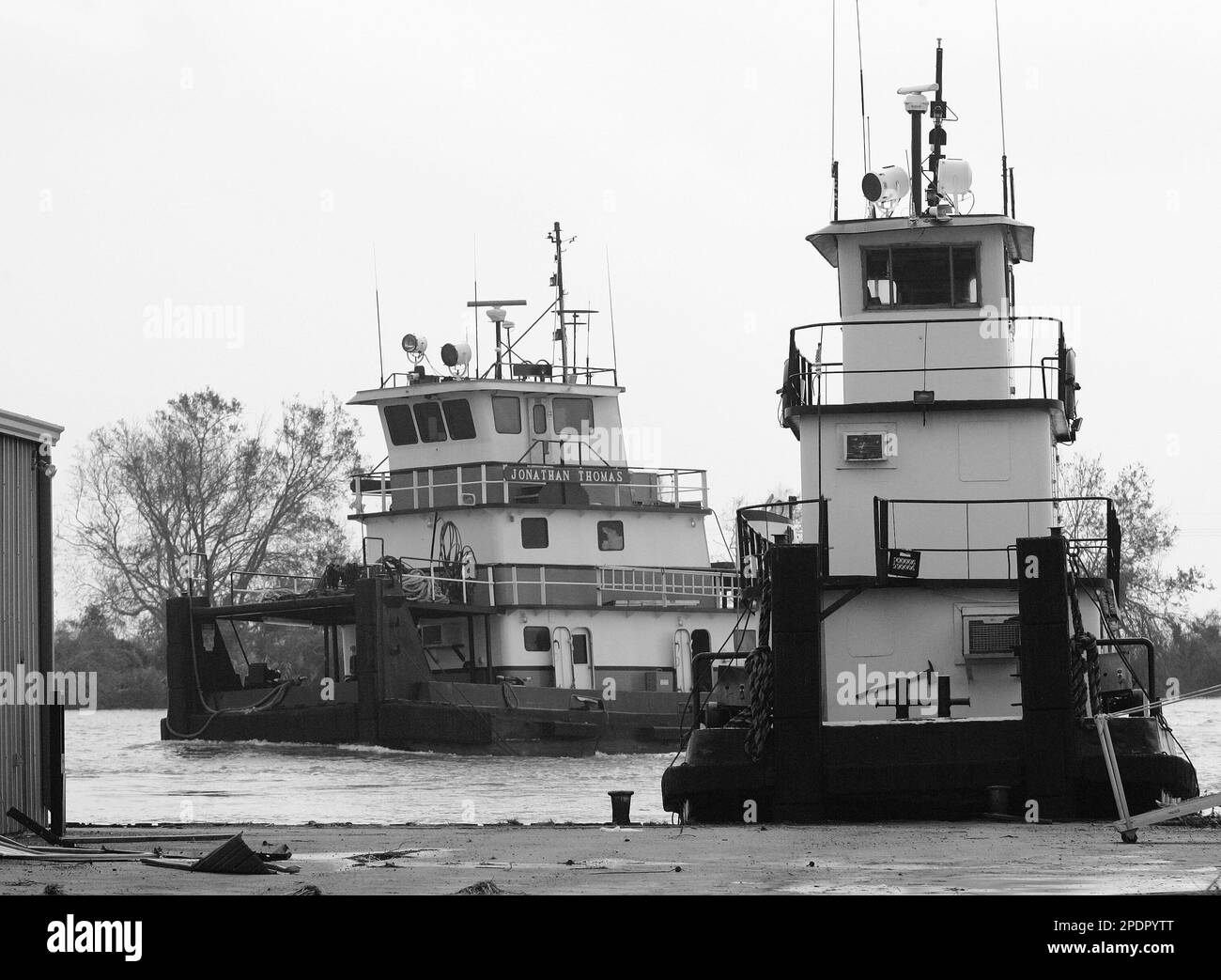 Tug boats begin operations again in the intercoastal canal by Hackberry