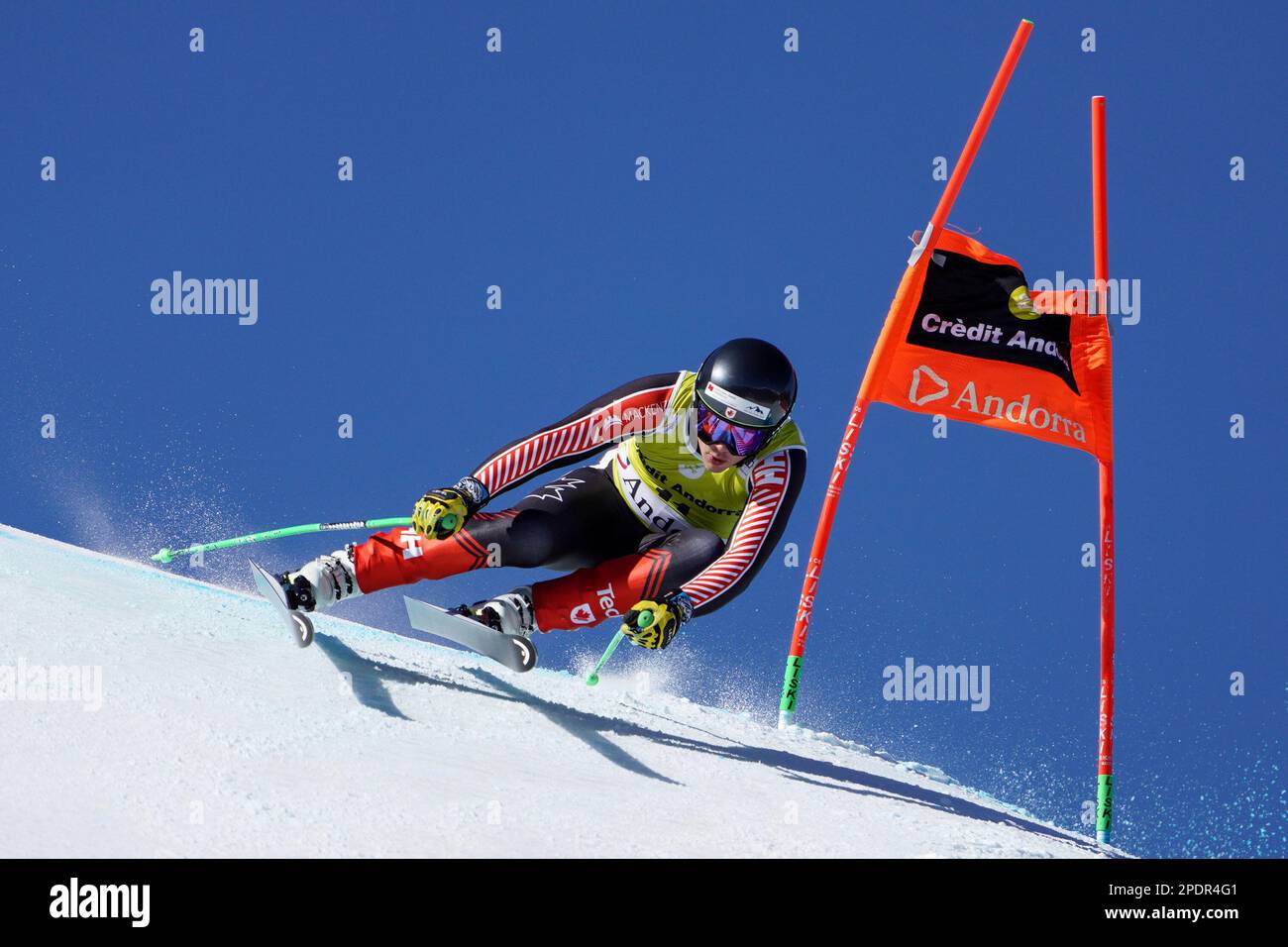 Canada's James Crawford speeds down the course during an alpine ski