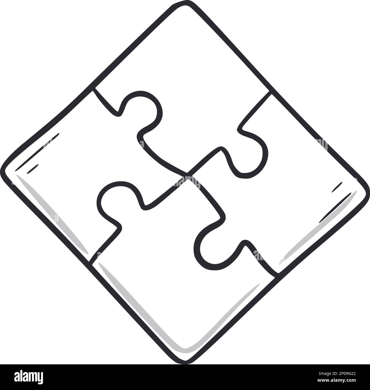 Puzzle piece doodle. Puzzle hand drawn sketch style icon. Teamwork