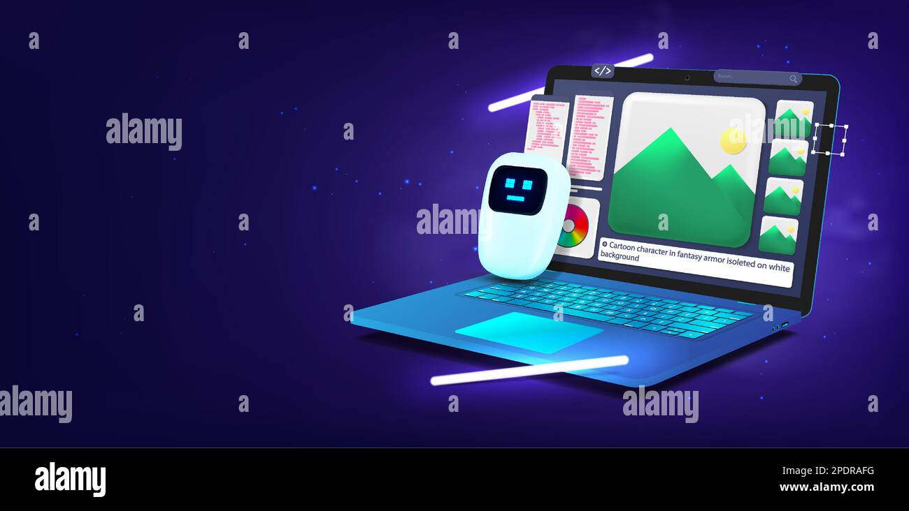 Creating an image using artificial intelligence neural networks stock