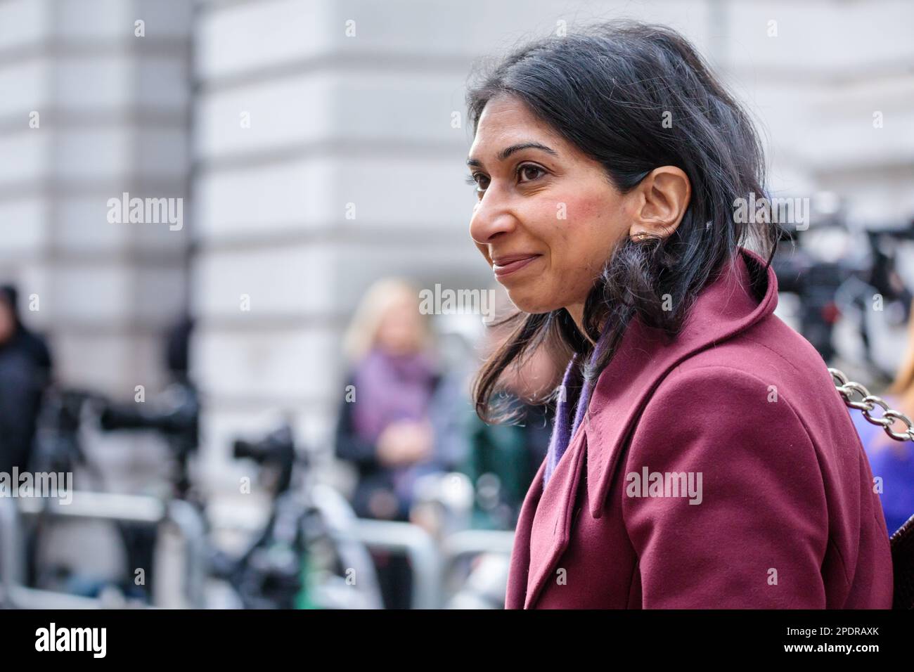 Downing Street, London, UK. 15th March 2023.  Suella Braverman QC MP, Secretary of State for the Home Department, attends the weekly Cabinet Meeting at 10 Downing Street. Photo by Amanda Rose/Alamy Live News Stock Photo