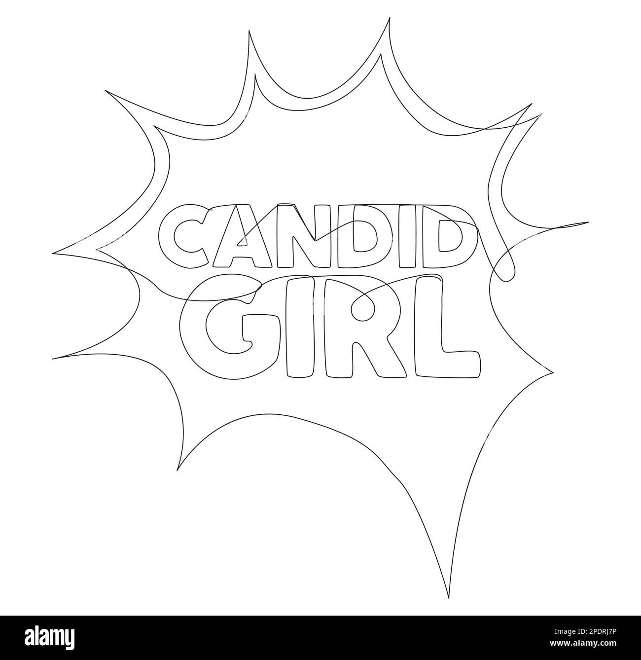 One continuous line of speech bubble with Candid Girl text. Thin Line Illustration vector concept. Contour Drawing Creative ideas. Stock Vector