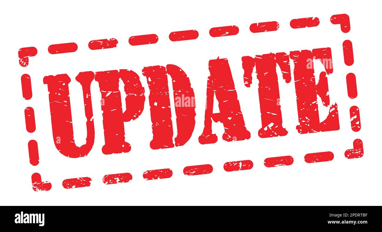 UPDATE text written on red dash stamp sign Stock Photo Alamy