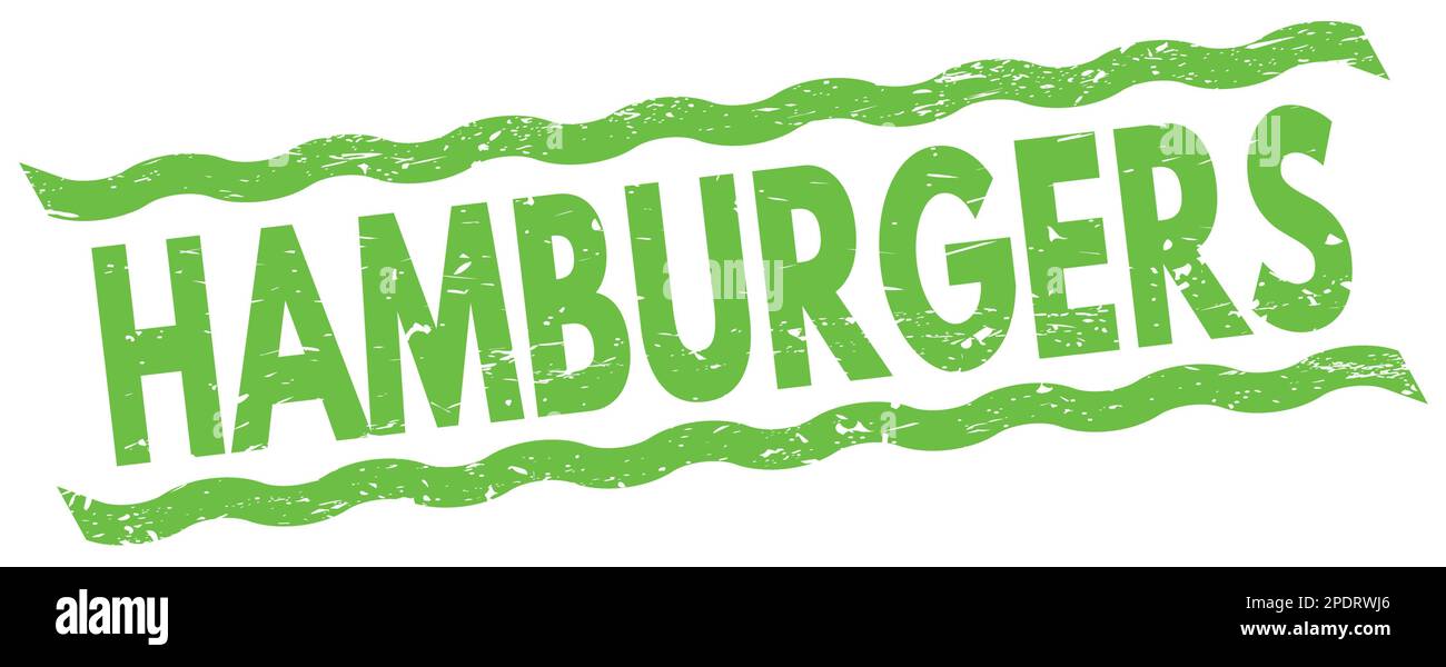 HAMBURGERS text written on green lines stamp sign Stock Photo - Alamy