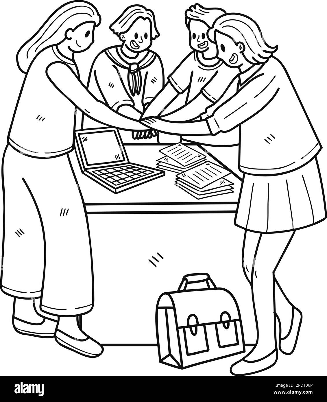 team-of-business-women-working-together-illustration-in-doodle-style