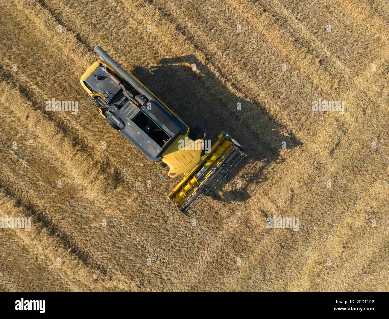 Aerial shot yellow combine harvester hi-res stock photography and ...
