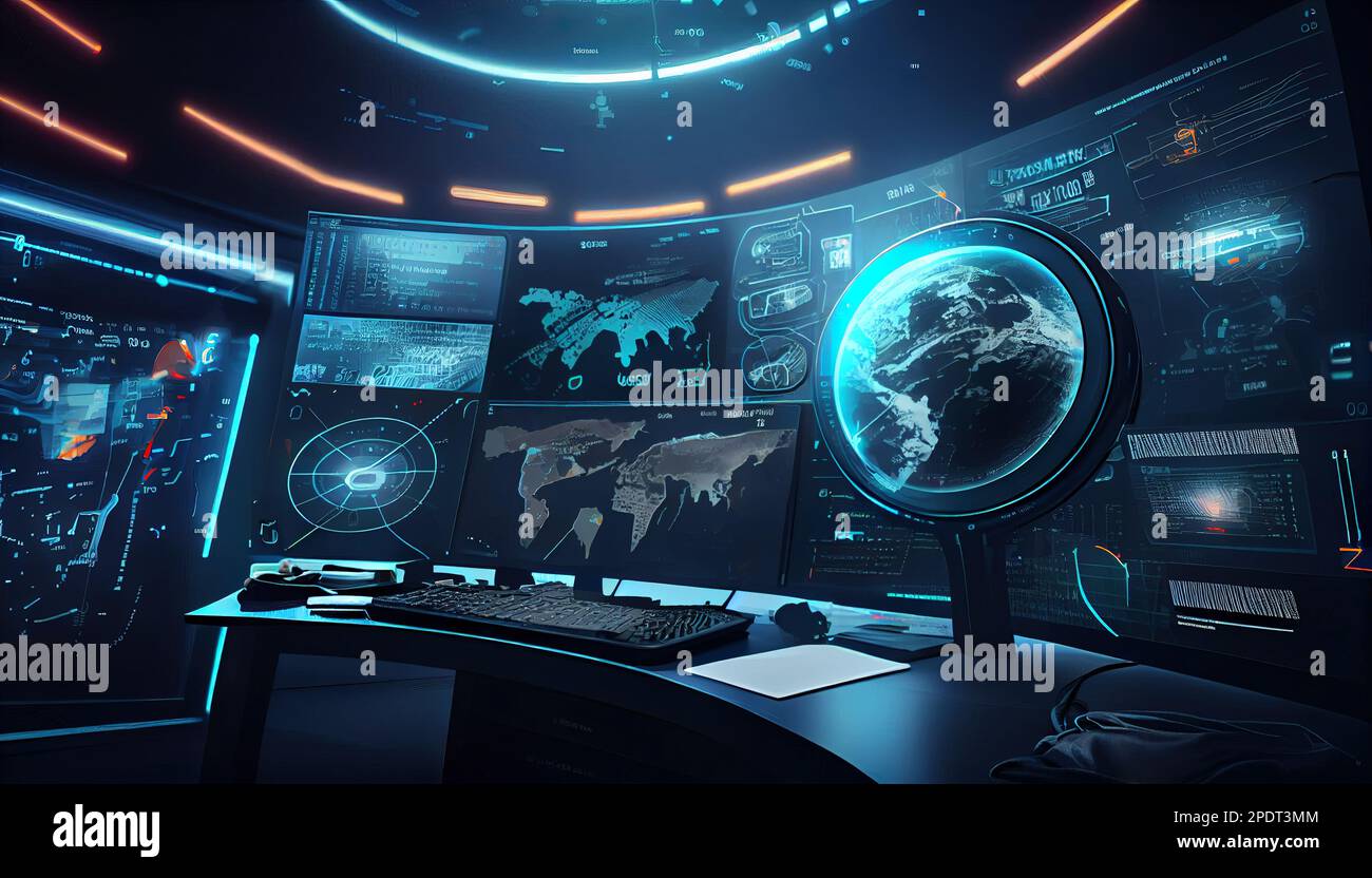 Control room screen world map hi-res stock photography and images - Alamy