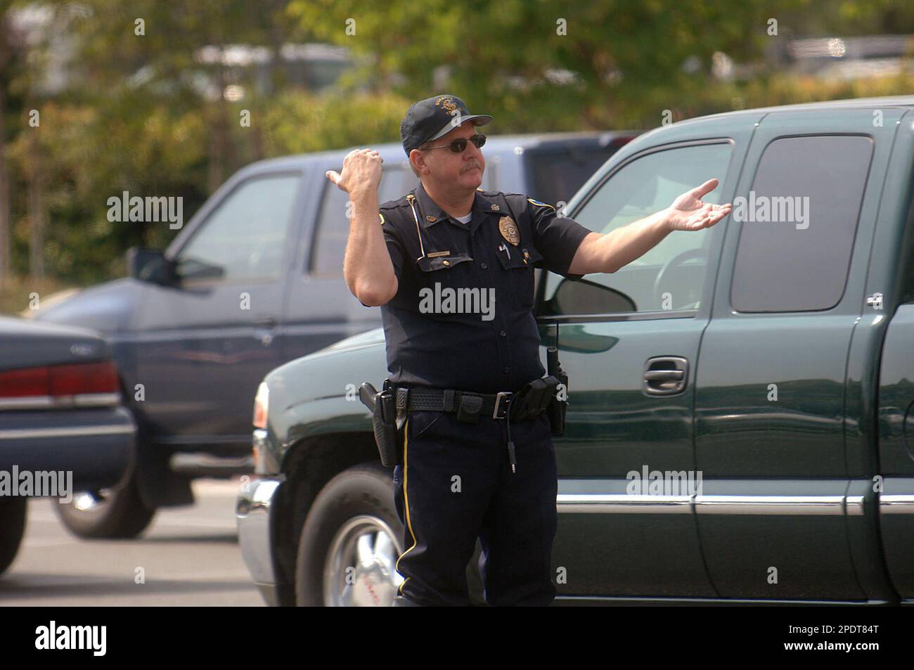 Burbank Police Department Traffic Officer Steve Castleberry directs