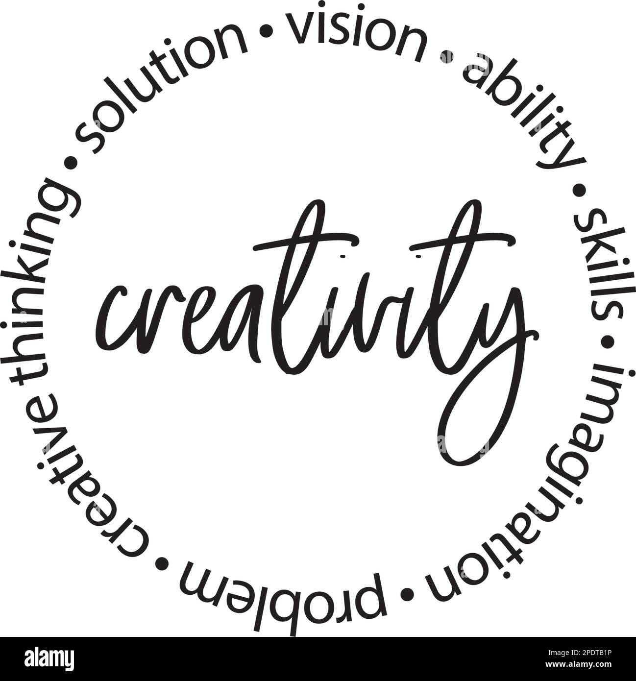 Creativity and words in a circle vector emblem design stock vector
