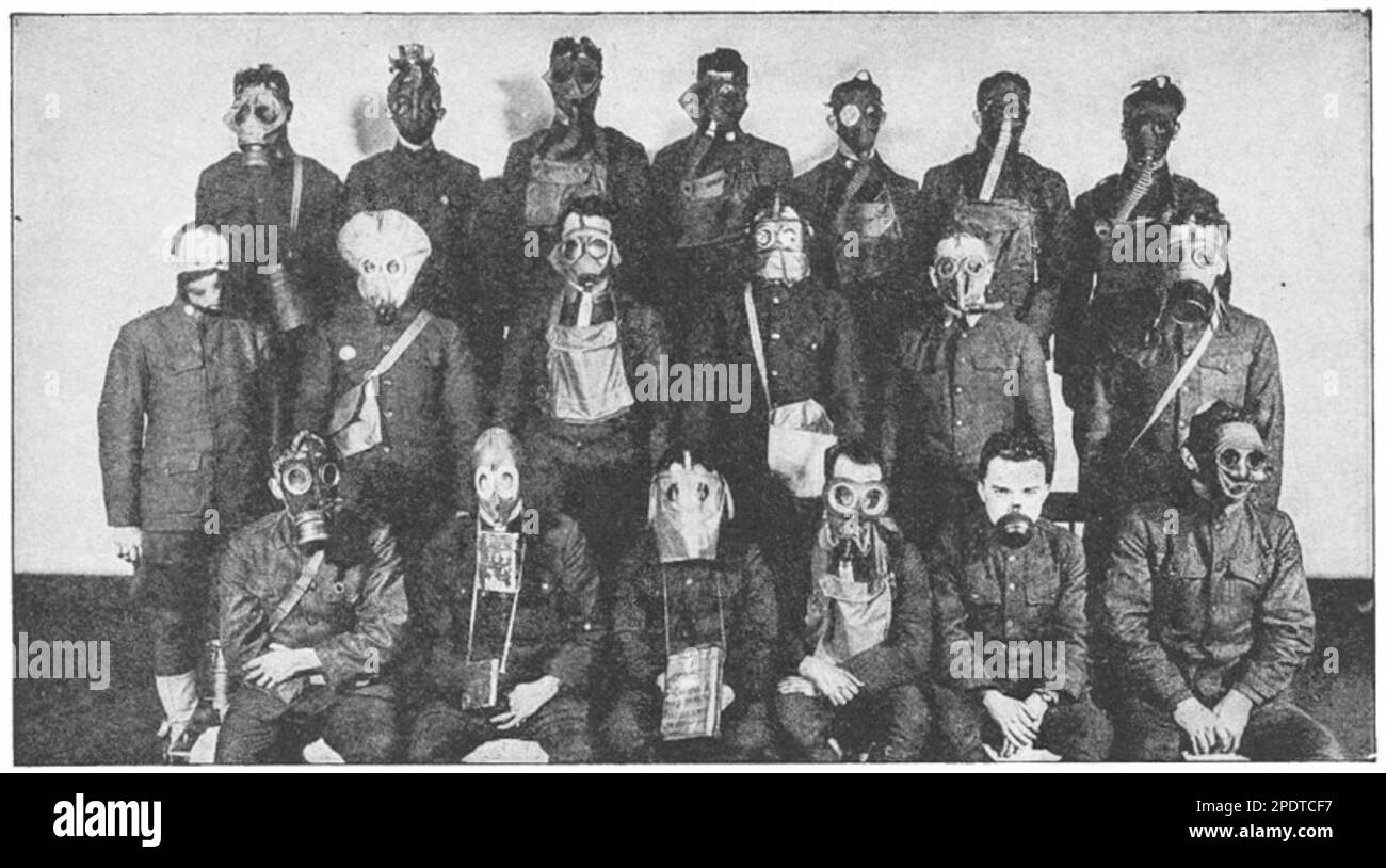 Various types of gas masks used during the first world war Stock Photo