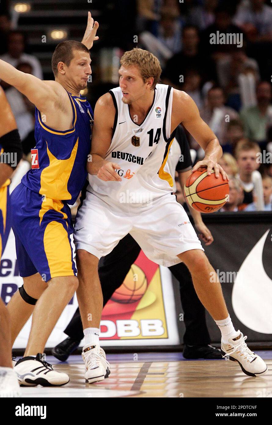 German basketball player Dirk Nowitzki in action during the Basketball  Supercup 2011 match between Germany and