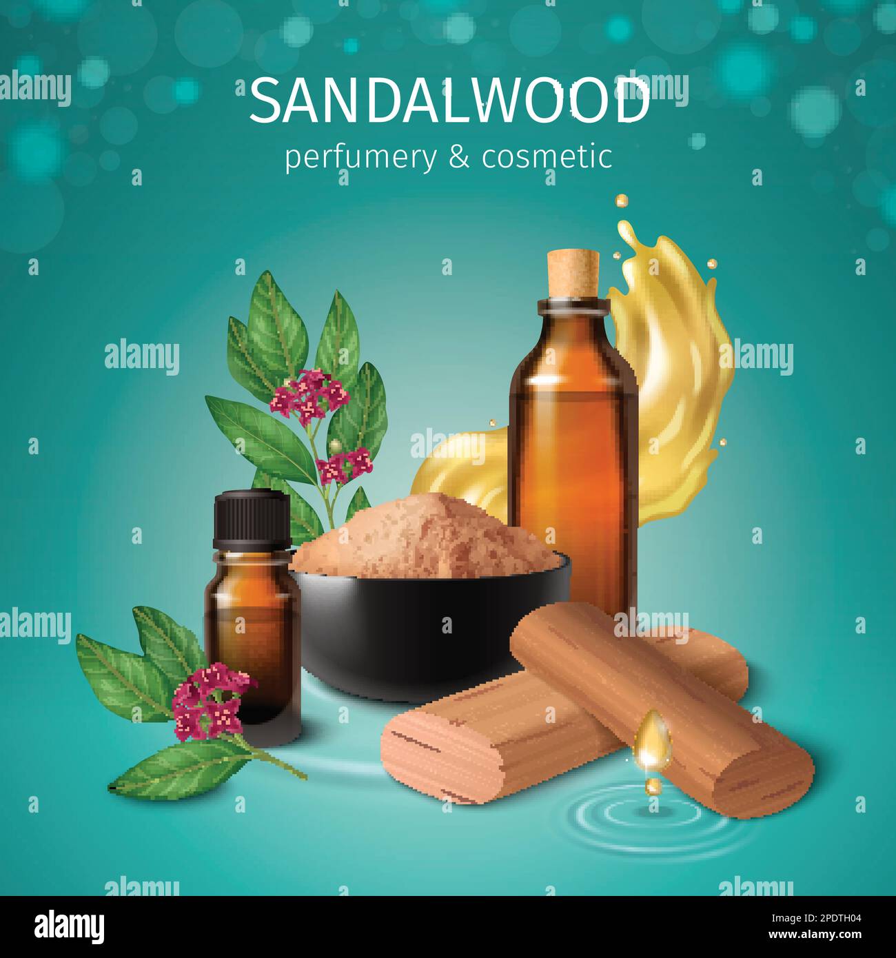 Sandalwood cosmetic realistic vector illustration of sandal timber ...
