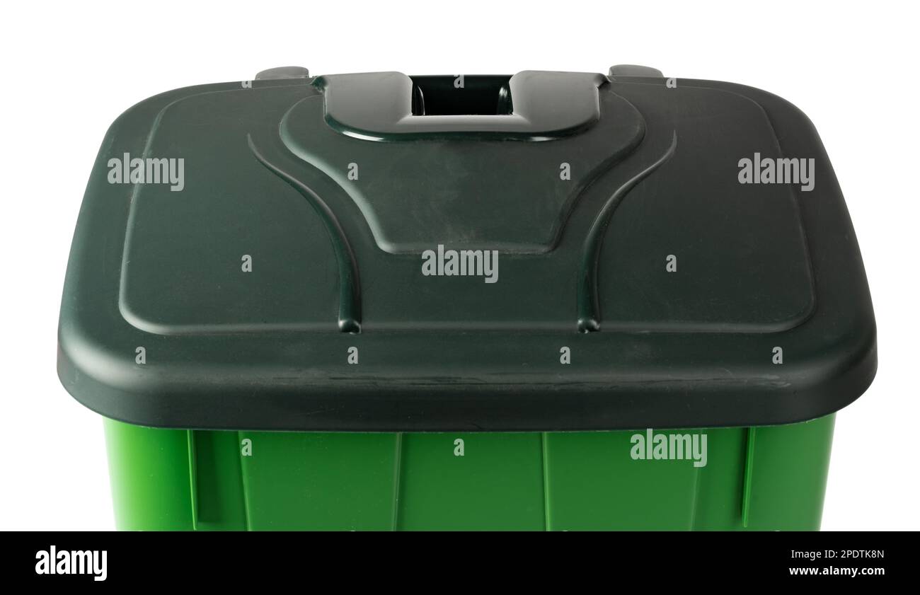 Green recycle bin isolated on white background Stock Photo - Alamy