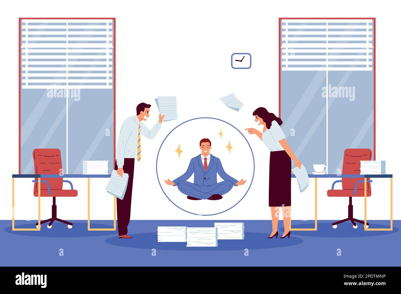 Mental health flat concept with man dealing with office stress vector
