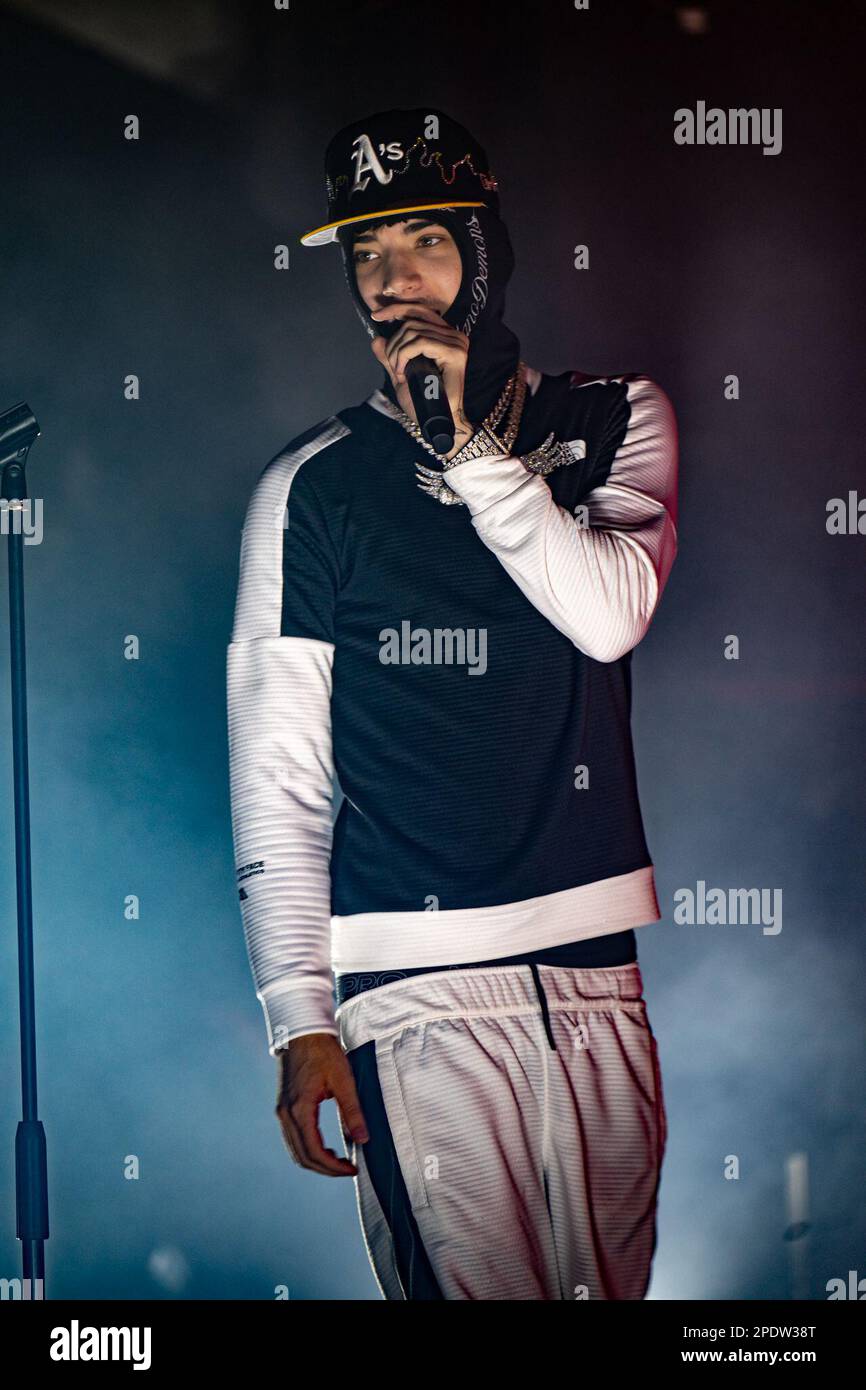 Italy. 14th Mar, 2023. Italian rap/hip hop singer Shiva during the Milano  Demons Live Tour concert, held at the Orion live club in Rome, Italy on  March 14, 2023, Claudio Enea/Sport Reporter (