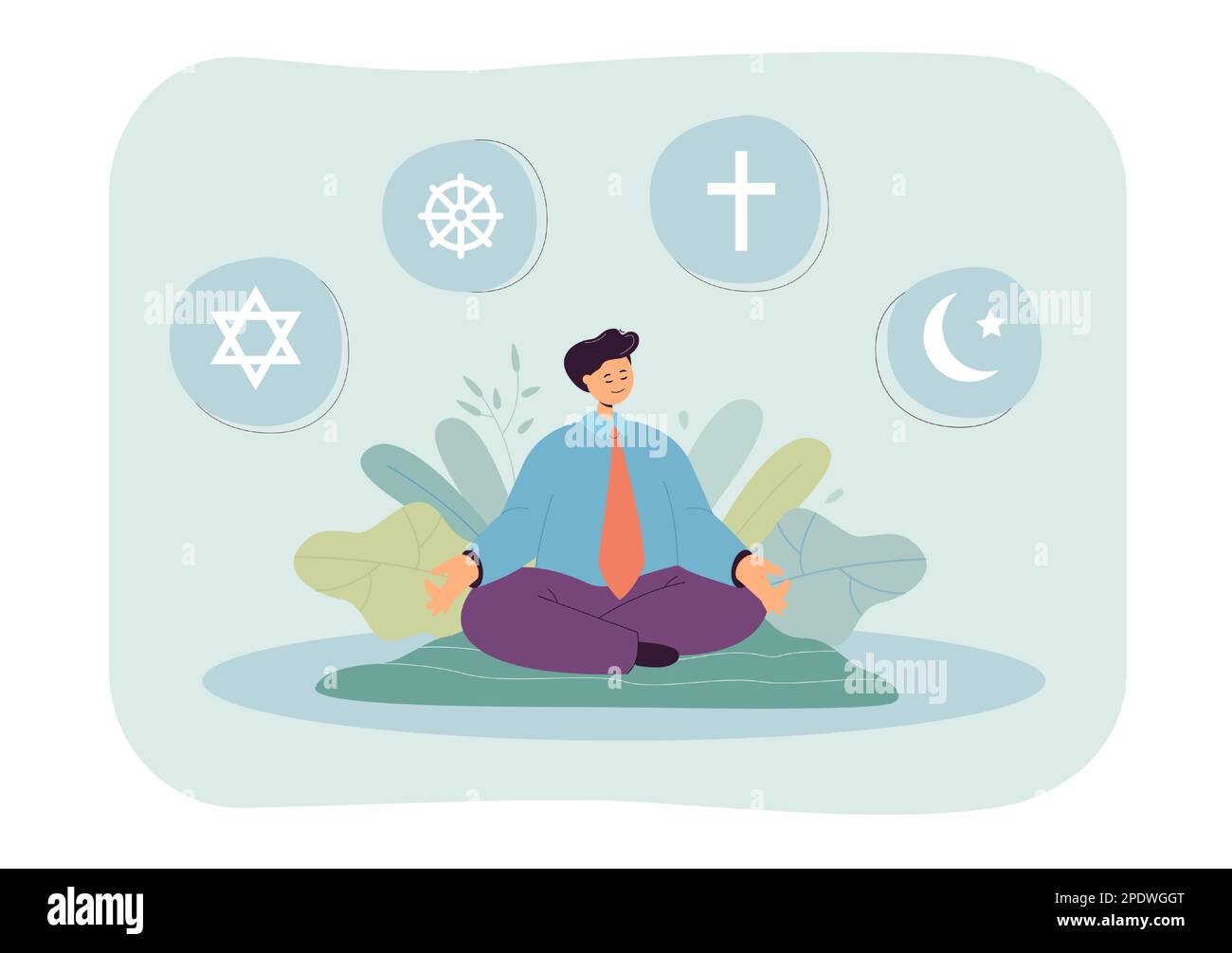 Student or worker learning about different religions Stock Vector