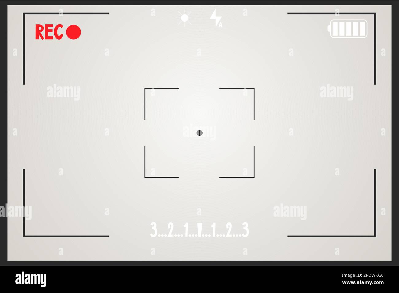 Video camera viewfinder overlay template, interface. Photo focus screen