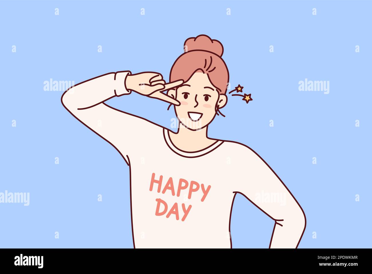 Positive teenager girl hand sign hi-res stock photography and images ...