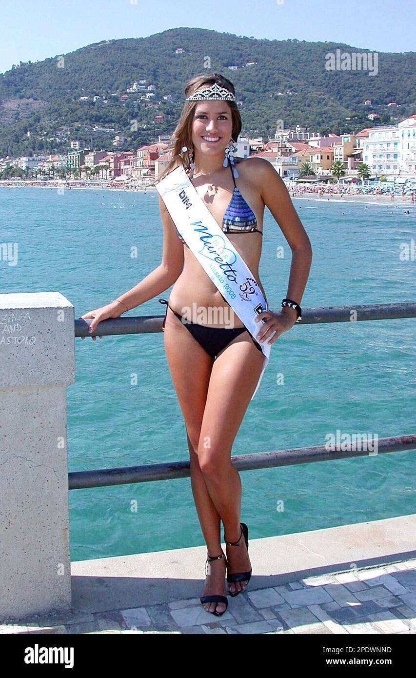 Sarita Stefani, 17, poses for photographers in Alassio, a northern Italy  fashionable sea resort, after being elected ''Miss Muretto 2005'', Monday,  Aug.29, 2005. Sarita, a Venetian final year highschool student, likes to