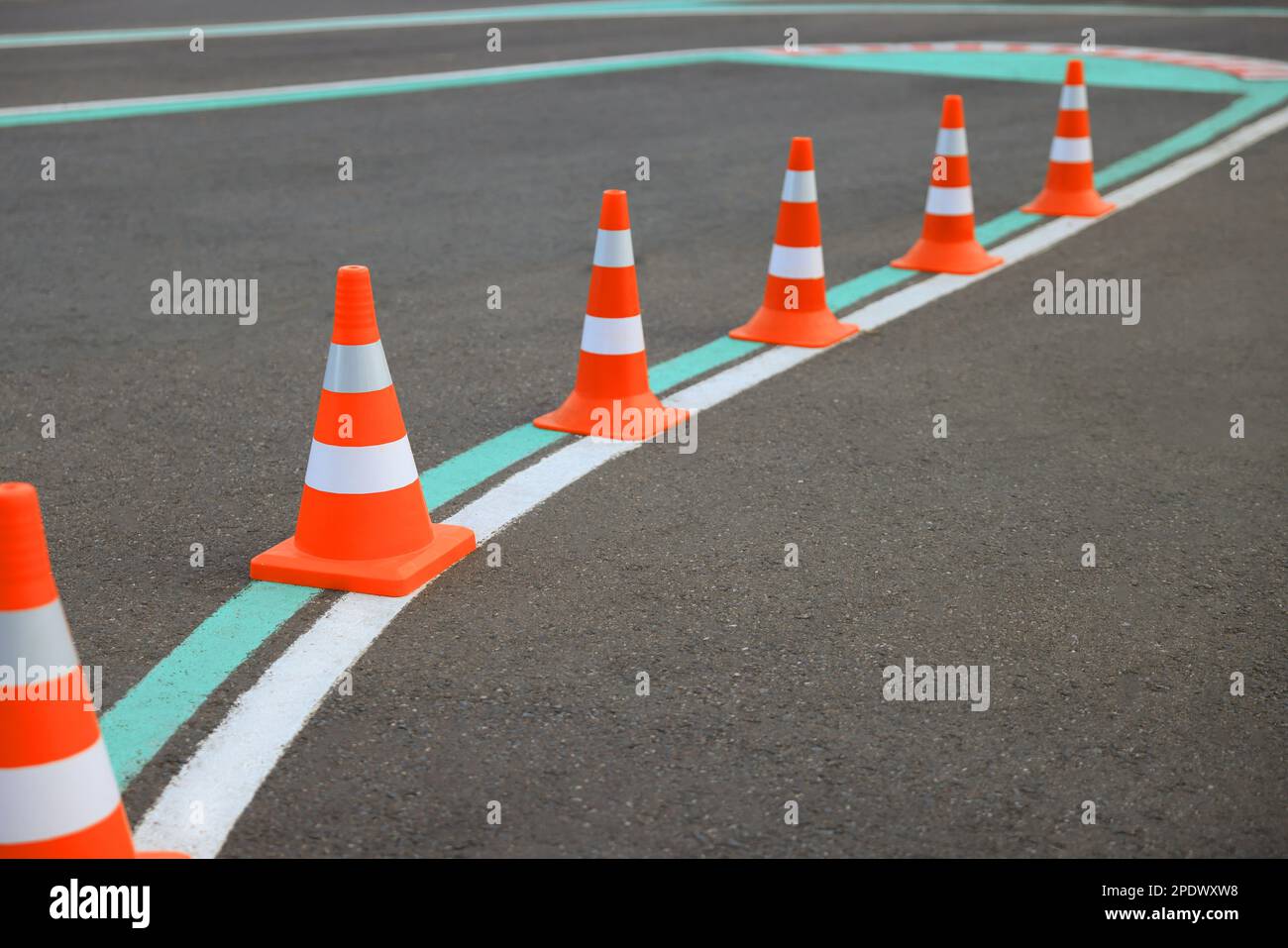 Driving school test track with marking lines and traffic cones Stock Photo Alamy