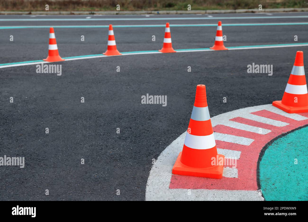 Driving school test track with marking lines and traffic cones Stock Photo Alamy