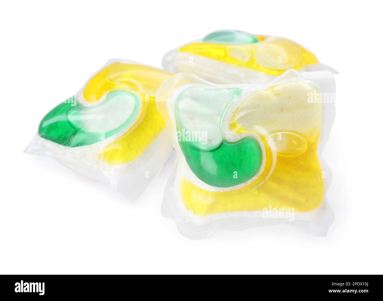 Many dishwasher detergent pods on white background Stock Photo Alamy