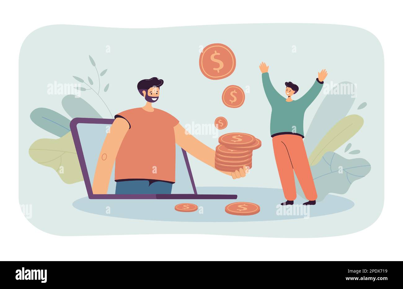 Happy people cash stack Stock Vector Images Alamy