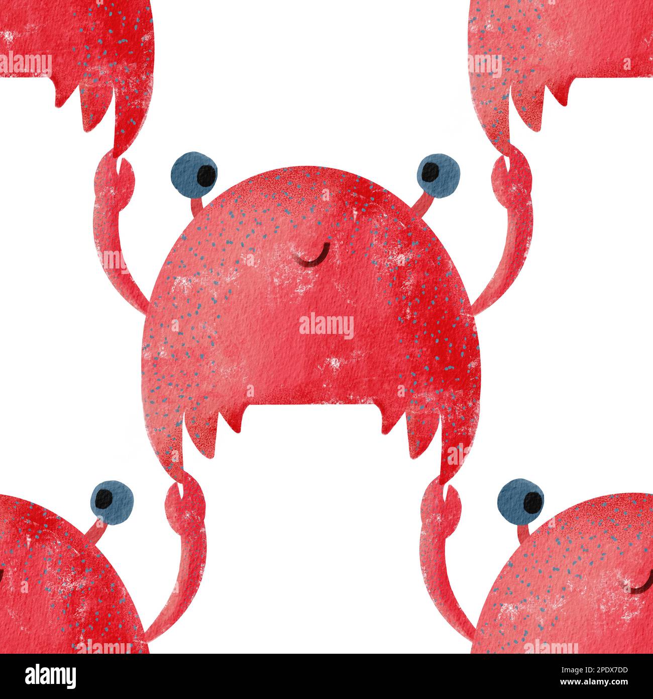 Seamless watercolor pattern with cute cartoon red crabs Stock Photo - Alamy