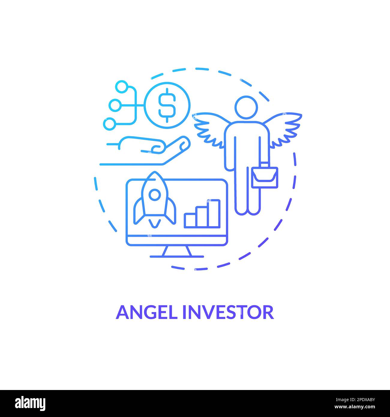 Angel investor blue gradient concept icon Stock Vector