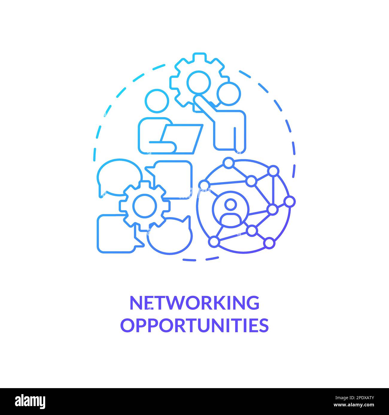 Networking opportunities blue gradient concept icon Stock Vector