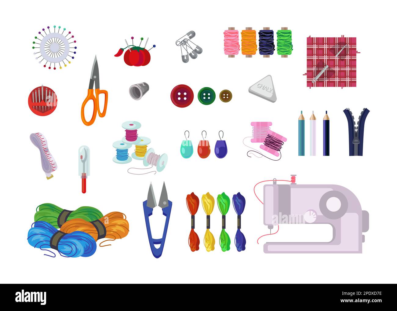 Collection of sewing accessories vector illustrations set Stock Vector ...