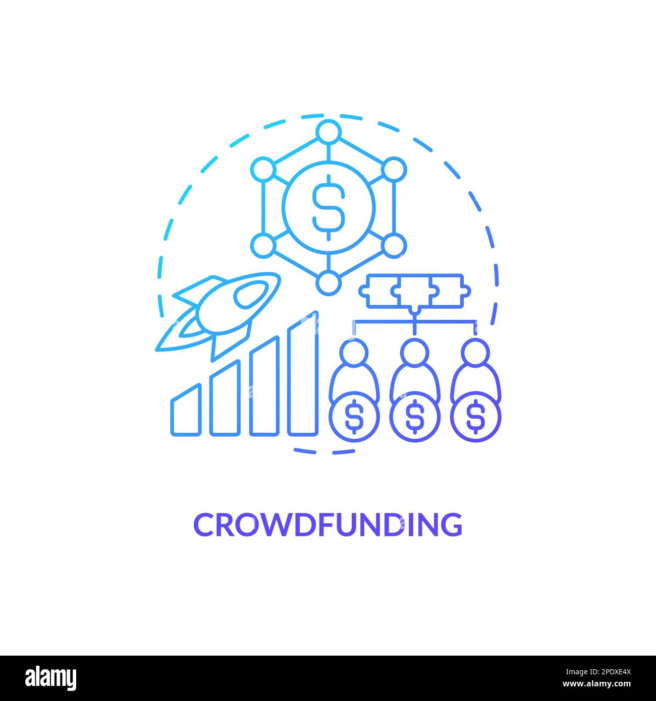 Crowdfunding blue gradient concept icon Stock Vector