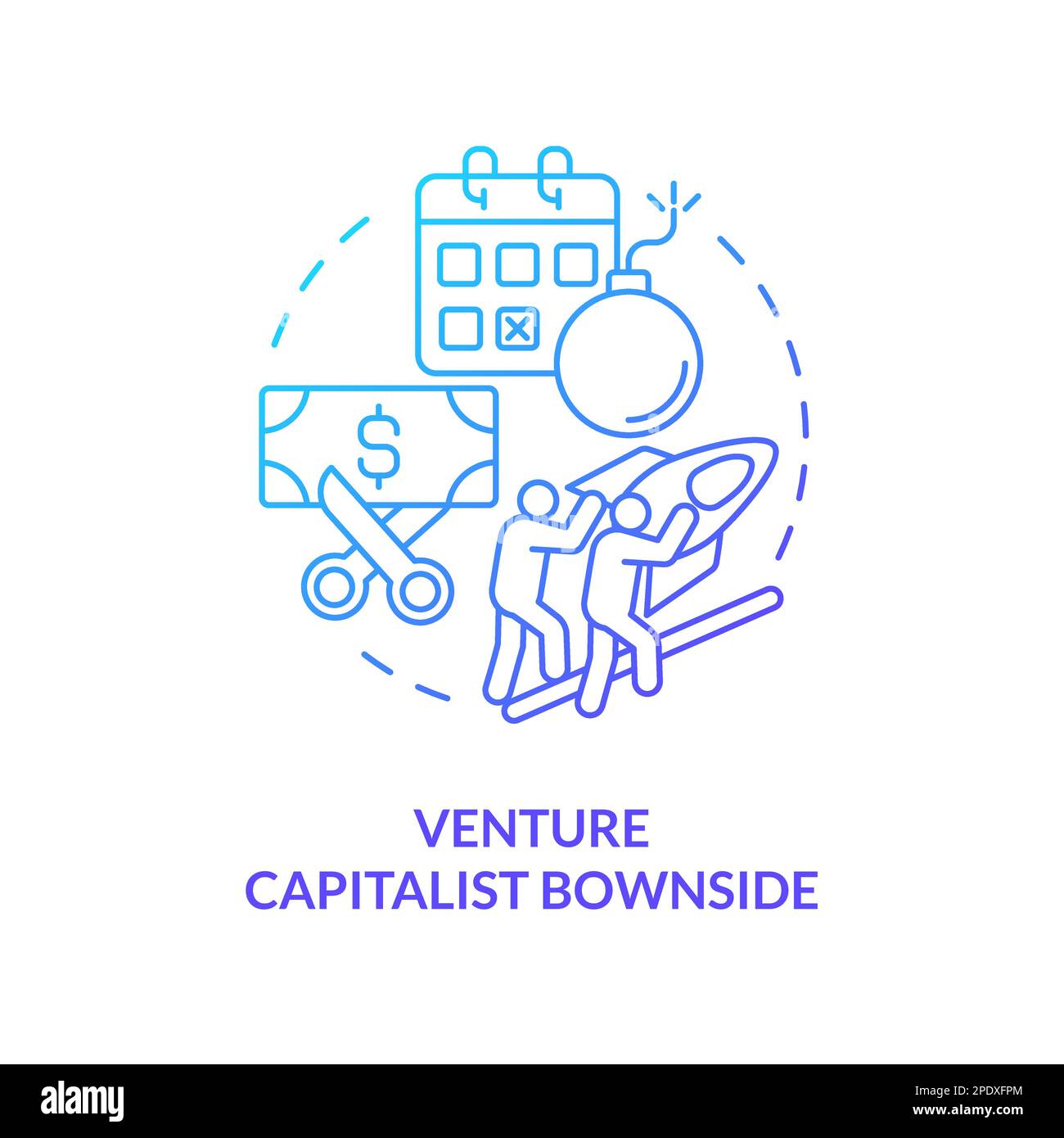 Venture capitalist downside blue gradient concept icon Stock Vector