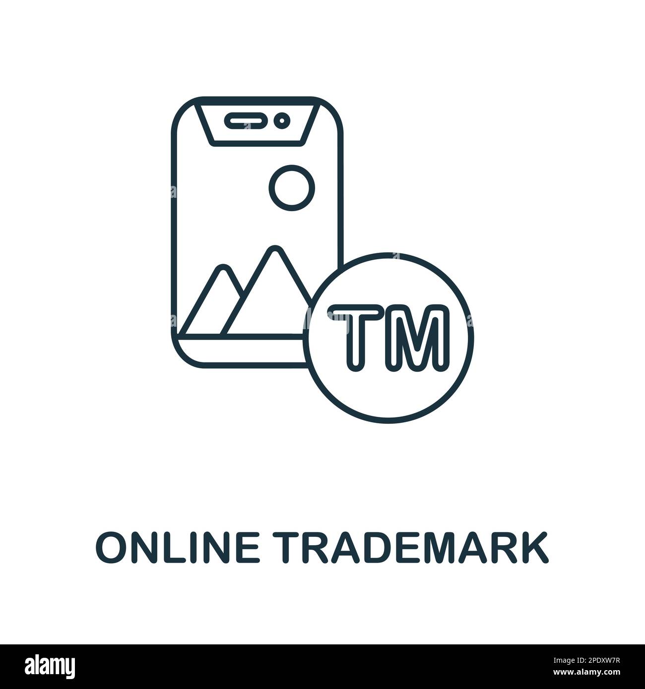 Online Trademark Outline Icon Monochrome Simple Online Trademark Line Photo Inspiration