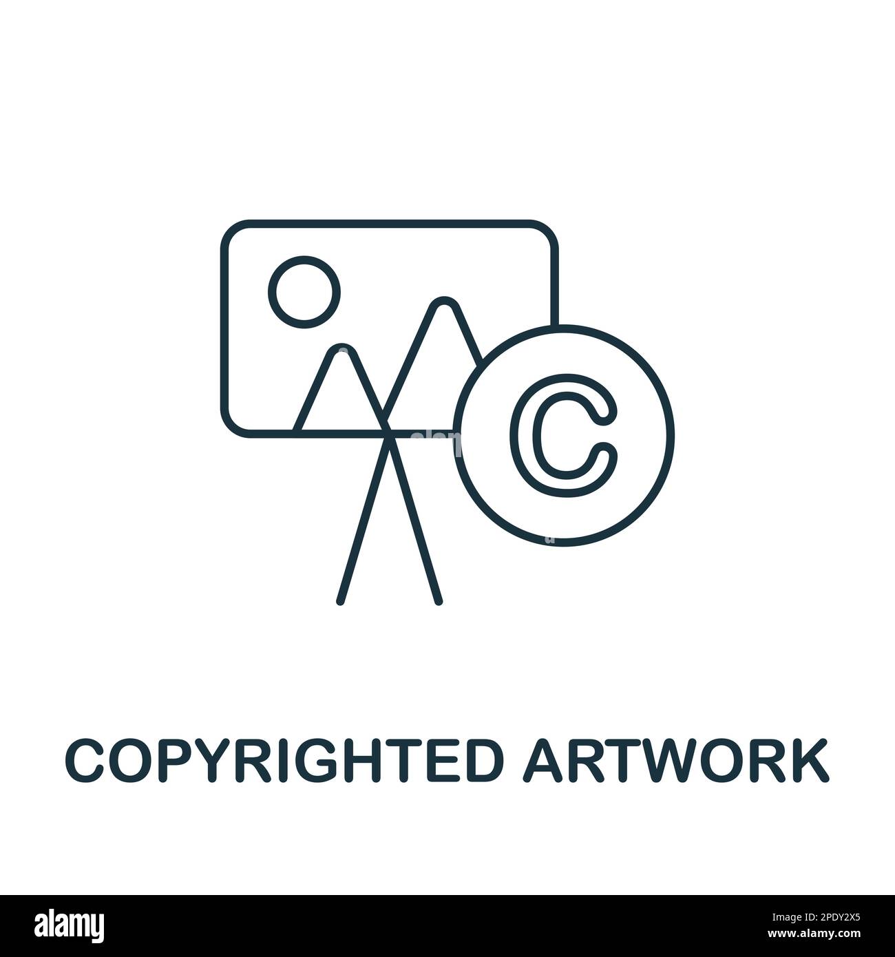 Copyrighted Artwork outline icon. Monochrome simple Copyrighted Artwork line icon for templates, web design and infographics Stock Vector