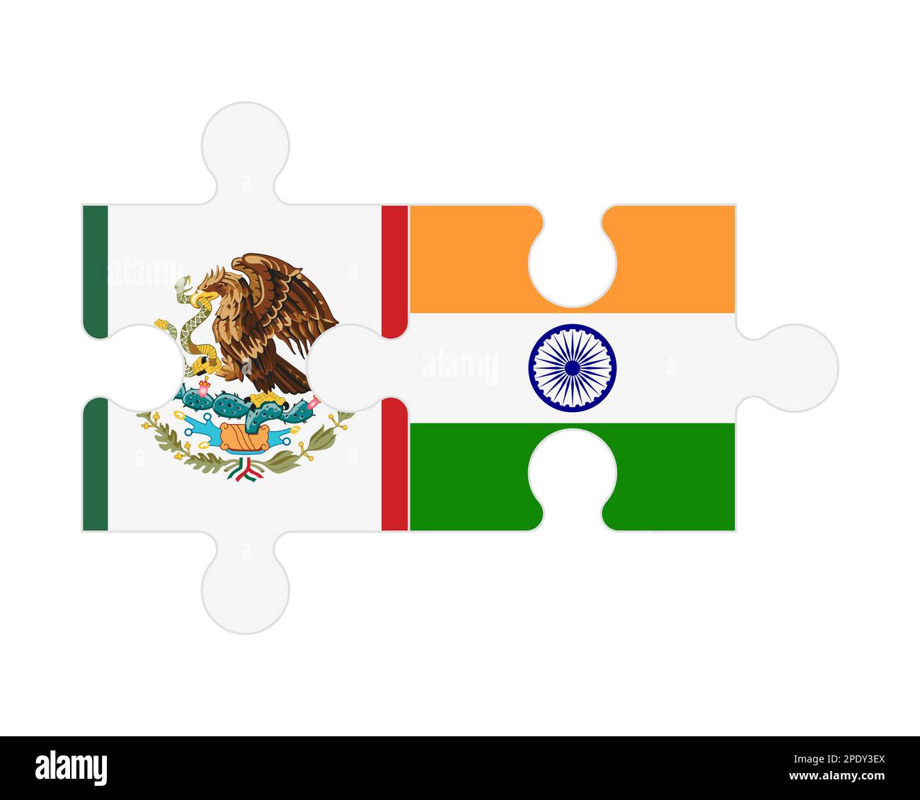 Connected puzzle of flags of Mexico and India, vector Stock Vector ...