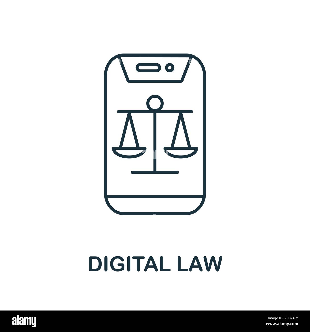 Digital Law outline icon. Monochrome simple Digital Law line icon for templates, web design and infographics Stock Vector